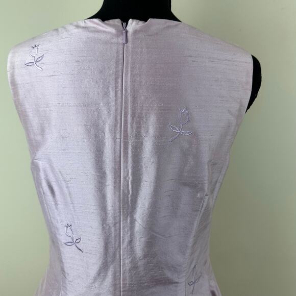 Neiman Marcus Floral Embroidered Silk Sheath Dress Coquette Cottagecore Fairy 6 - Picture 7 of 11